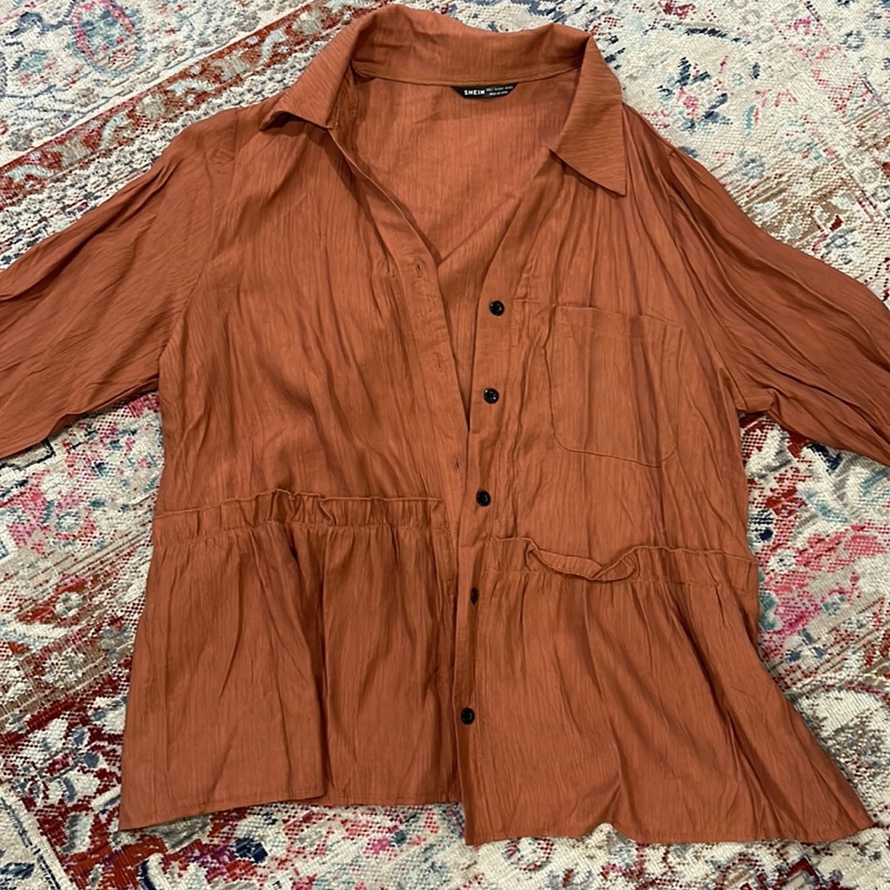 Button Down Peplum Blouse